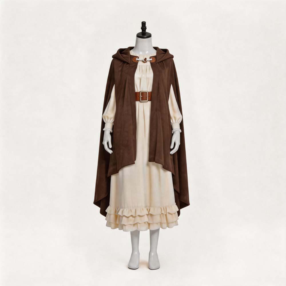 2026 Zamszowy Płaszcz Rycerza Halloweenowy Hobbit Cosplay Peleryna Role Play Długa Peleryna dla Dorosłych Dzieci Brązowy