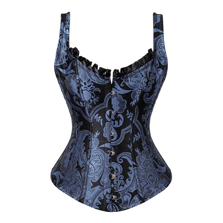 

Европейское и американское готическое shapewear с поддержкой на плечевом ремне и стальными косточками M синий