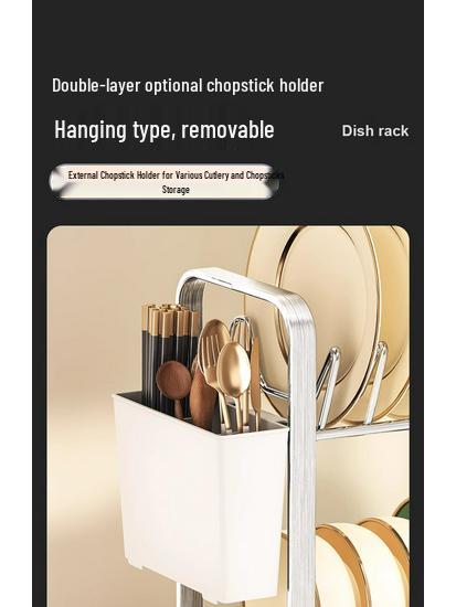 Compact Double-Layer Stainless Steel Dish Rack for Kitchen Countertop