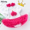 Newborn Baby Girl Birthday Outfit: Short-Sleeved Two-Piece Romper Dress