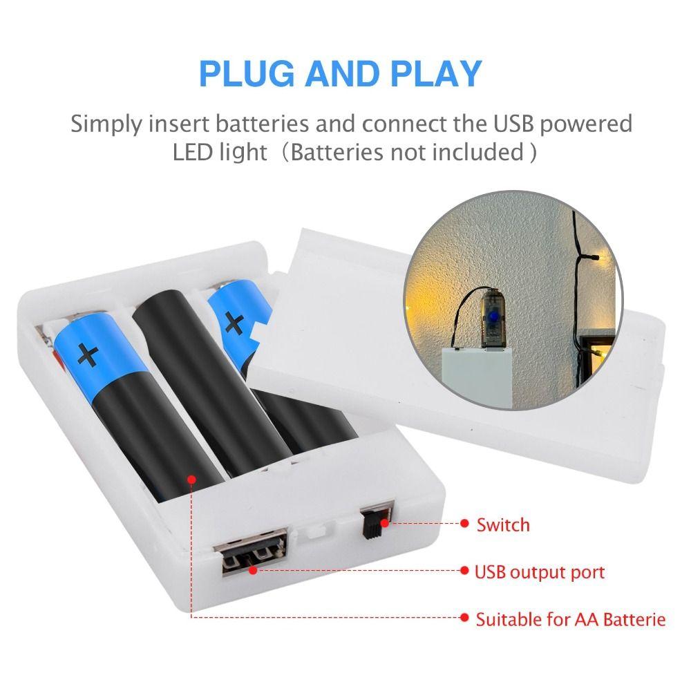 Long Lasting USB Battery Pack AA  Battery LED Lights Adapter Power Supply  Party Decorations
