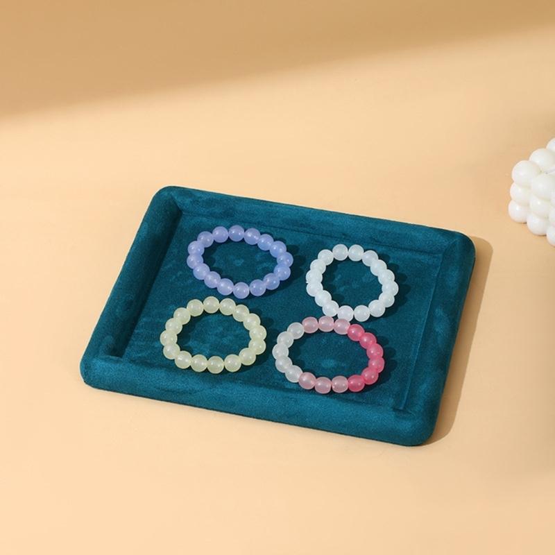 Velvety Jewelry Display Tray Exquisite Jewellery Holder Portable Rings Earrings Necklace Organizer Tray Storage Holder