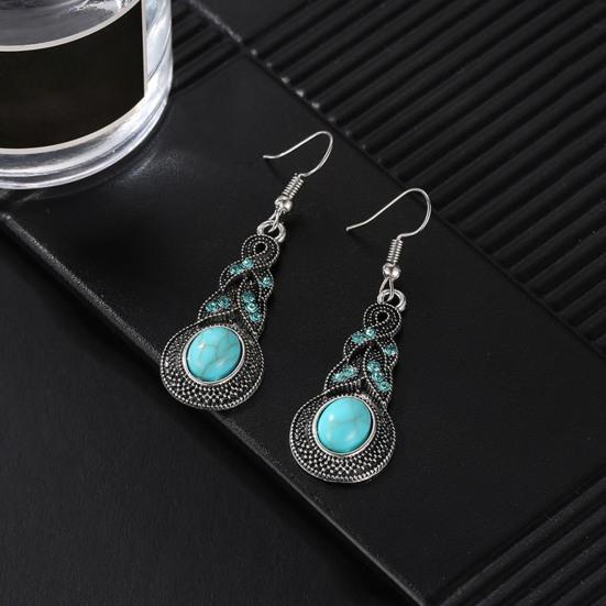 1 Set Women Necklace Earrings Faux Turquoise Vintage Jewelry Electroplating Sparkling Jewelry Set for Party