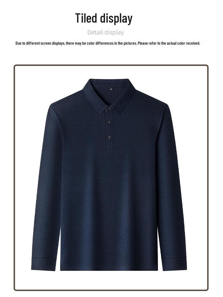 Klassisches Herren-Merinowolle Langarm-Poloshirt - Herbst/Winter Stil für die Mitte des Lebens Basisschicht