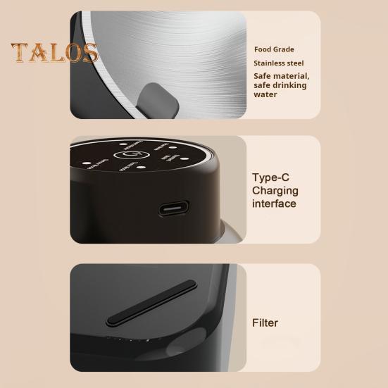 2.8L/95oz Wireless Cat Water Fountain Ultra Quiet Pet Water Dispenser Automatic Dog Fountain with Motion Sensor And Stainless Steel Lid for