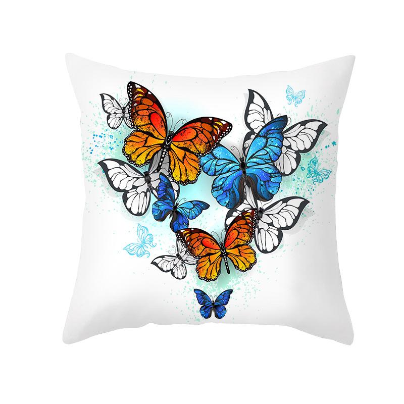 Colorful Butterfly Series Sofa Pillow Cover Nordic Peach Skin Print Office Cushion Pillow Cover Home