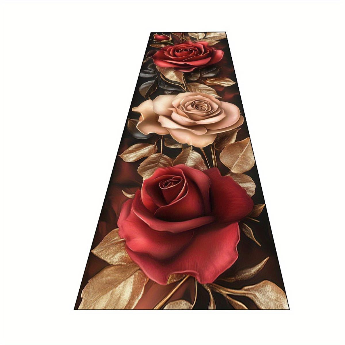 

VIKAMA Premium Rose Carpet Valentine s Day Doormat Welcome Mat Kitchen Rug Runner Rug Carpet For Live Room Rug For Bedroom Home 40X120CM (1.3X3.9FT