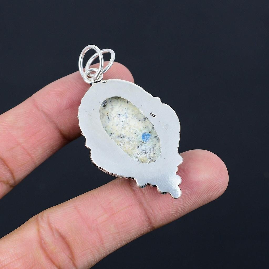 Oval Natural K2 Jasper Sterling Silver Elegant Wedding Mother Handmade Pendant
