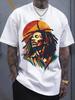 Men's Reggae Style Pattern T-Shirt-Bright Dreadlocks Character Print, Breathable Knitted Polyester