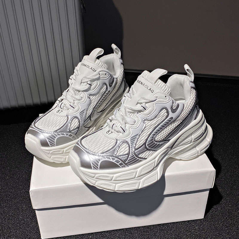 

thick-soled Bajia Daddy shoes women s 2025 autumn new color matching versatile mesh breathable soft-soled casual sports shoes 35