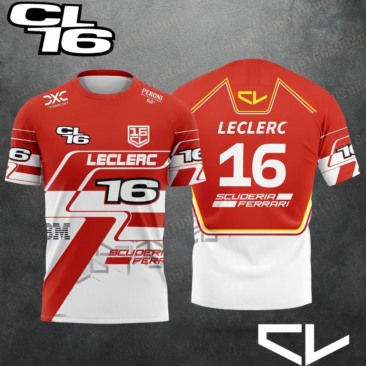 F1 Racing Car Charles Leclerc # 16 Extreme Sports Racing Suit Breathable Quick Drying Short Sleeved Sports Shirt XXS