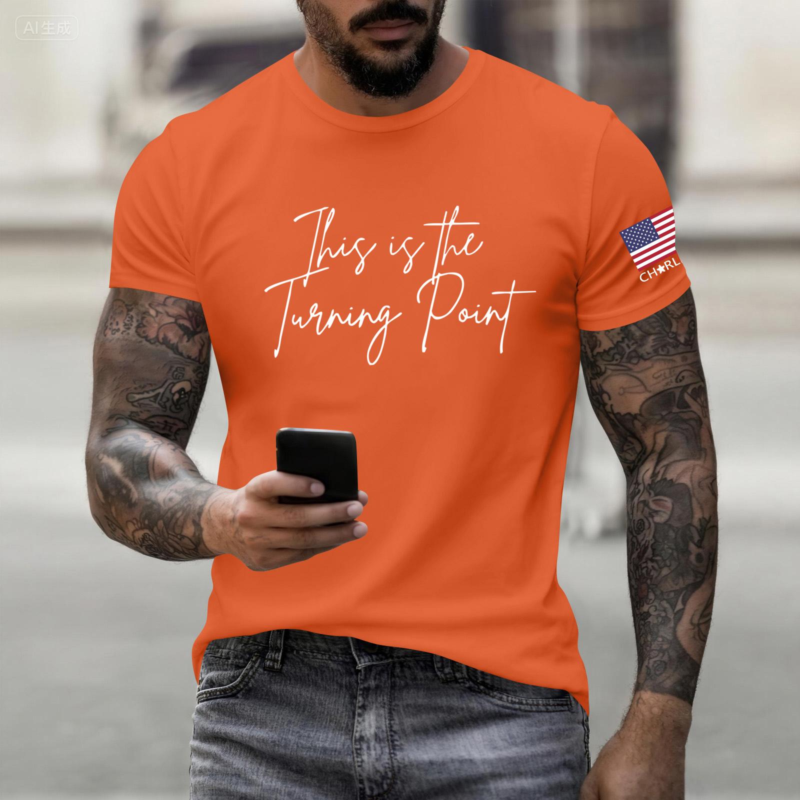 

Модная одежда для работы с коротким рукавом и круглым вырезом, принтованные топы для мужчин, летние топы XXL шафрановый