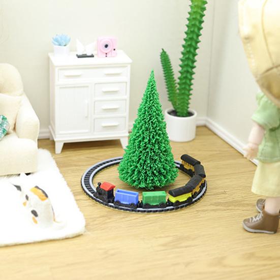 Mini Train Model 1:12 Scale Train Miniature Tiny Track Train with Colorful Carriages for Doll Mansion Decoration Miniature Scene Photo Prop
