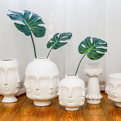 Creatieve Gezicht Keramische Vaas Decoratieve Vazen Moderne Vaas Decoratie Huis Woonkamer Witte Bloemenvaas