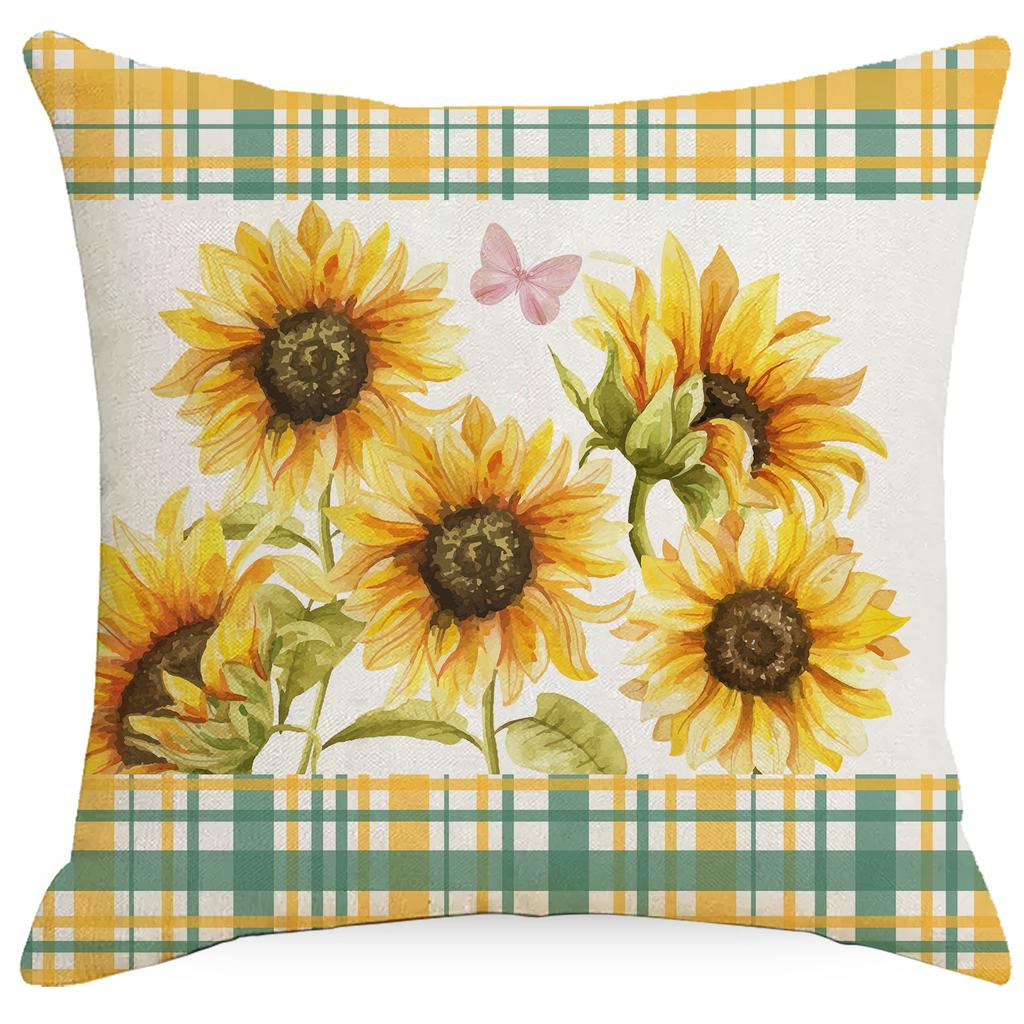 Sunflower Flower Print Pillow Case Sofa Pillow Home Cushion Cover