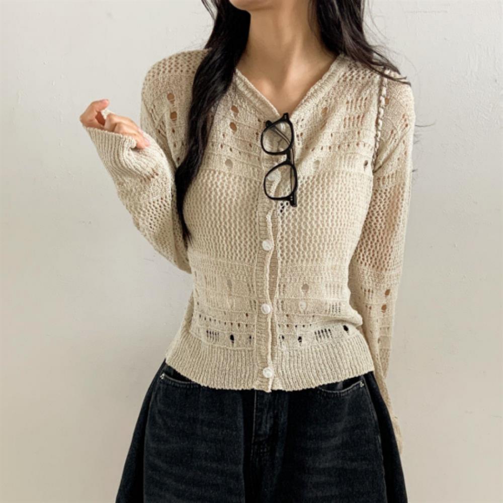 New Arrivals Open Run Summer Sheer Knit Shorts Cardigan