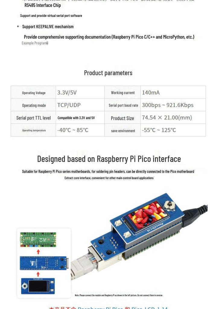 Raspberry Pi Pico Ethernet Expansion Board - 100M, Dual Channel, CH9121 Serial Communication.