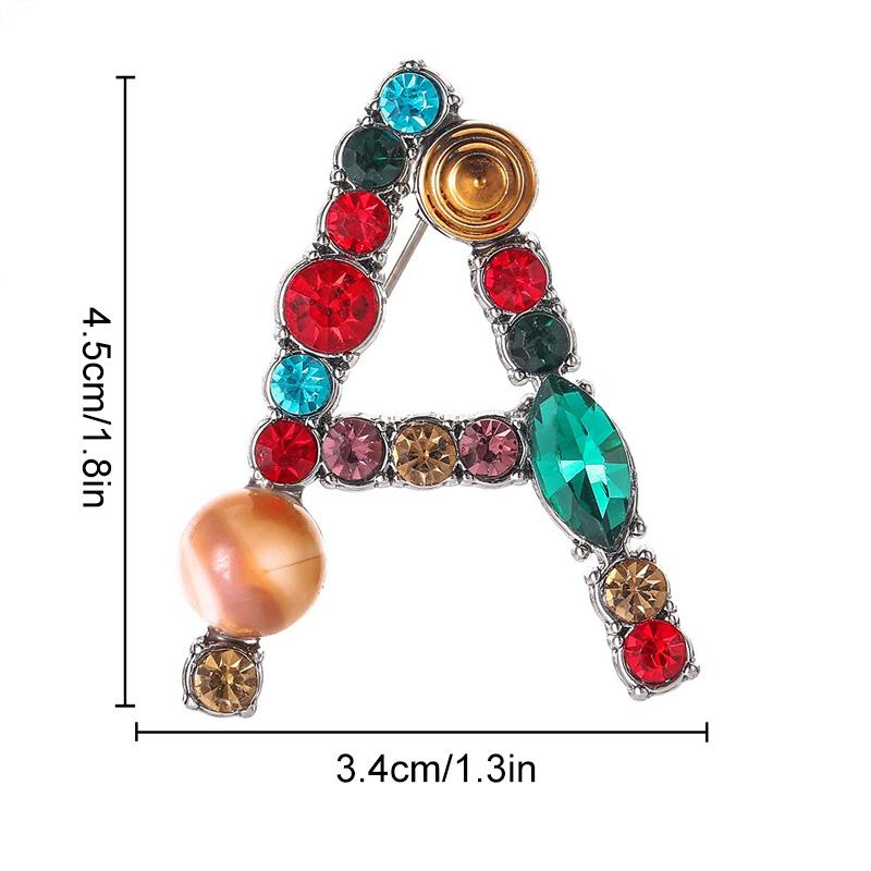 1PC 26 Letters Colorful Jewelry Gifts for Women Alphabet Brooch A-Z Rhinestone Letter Pin