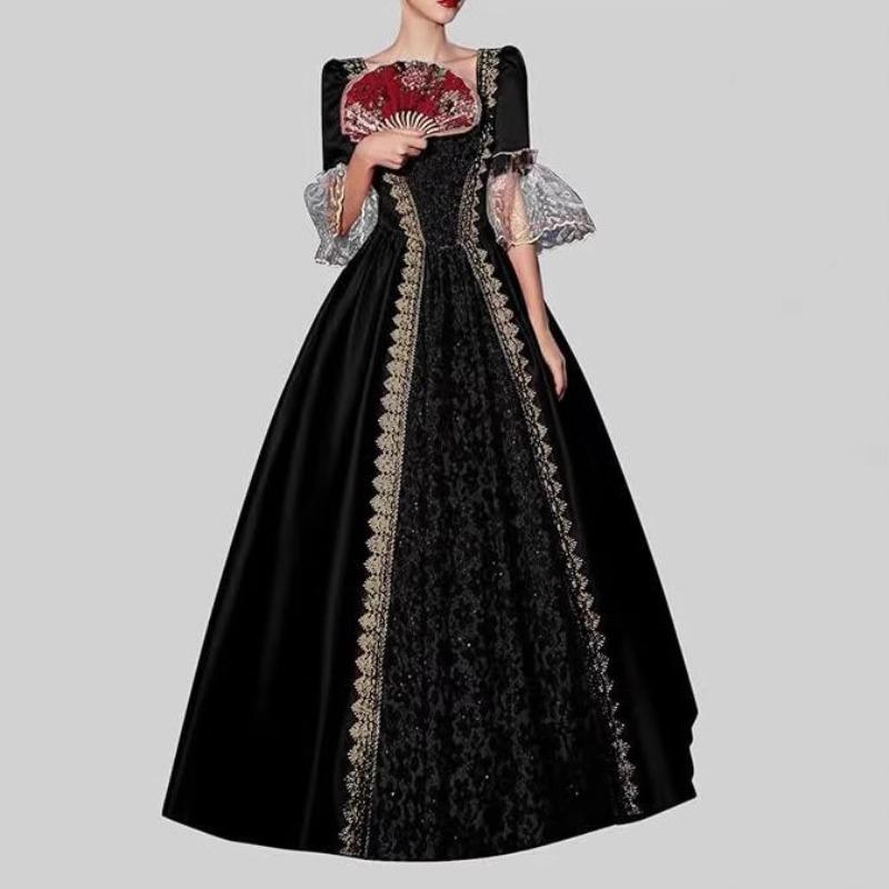 Women's Medieval Renaissance Dress Vintage Royal Court Gown Stage Performance Costume