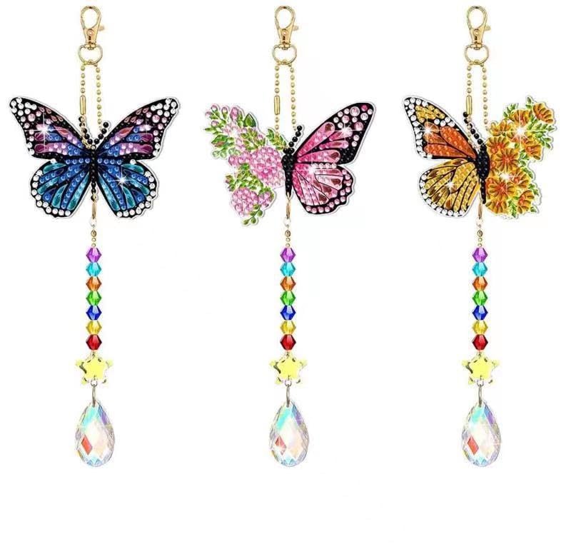 Diamond Art Suncatcher Crystal DIY Decor for Kids and Elementary School Making Independent Summer Vacation Craft 3-Piece Kit Double-Sided Suncatcher,