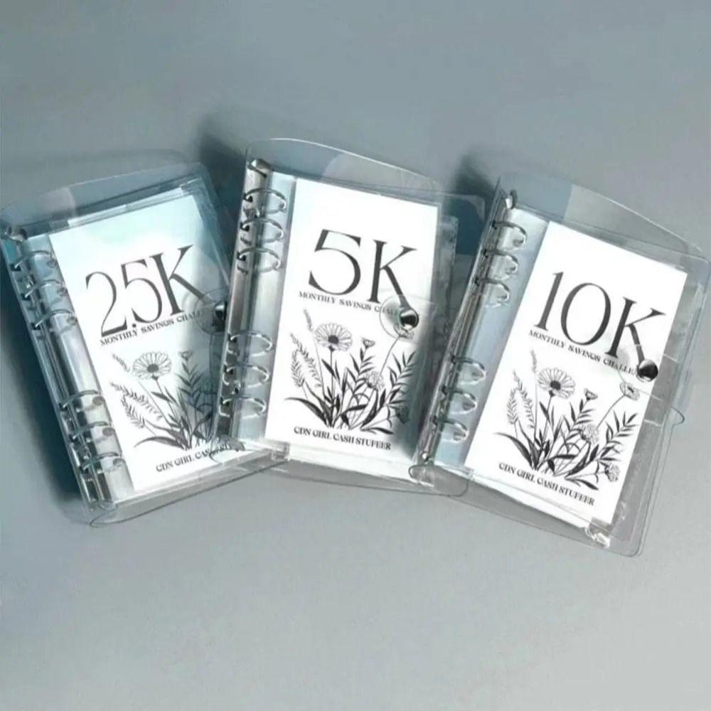 2.5K/5K/10K Savings Challenge Binder Creative Cash Savings Binder PVC Envelope  Budget Planner