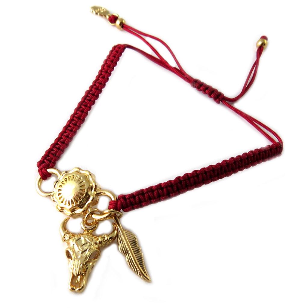 Les Trésors De Lily [P1739] - Gold Red 'Azuni' Artisanal Bracelet (handmade)