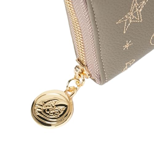 Tetsuro Okabe Long Wallet with Coin Compartment and Stitched Cat Design, Women's, Black, TES012