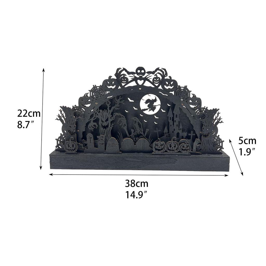 Halloween Decoration Table Centerpiece Wooden Decorative Silhouette Lighted for