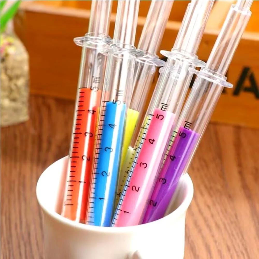 Penna Fluorescente Divertente Kawaii a Forma di Siringa con Ago Penna a Sfera Colorata Meccanica Utilizzata Per Ufficio e Scuola Strumenti di Scrittura Chiave