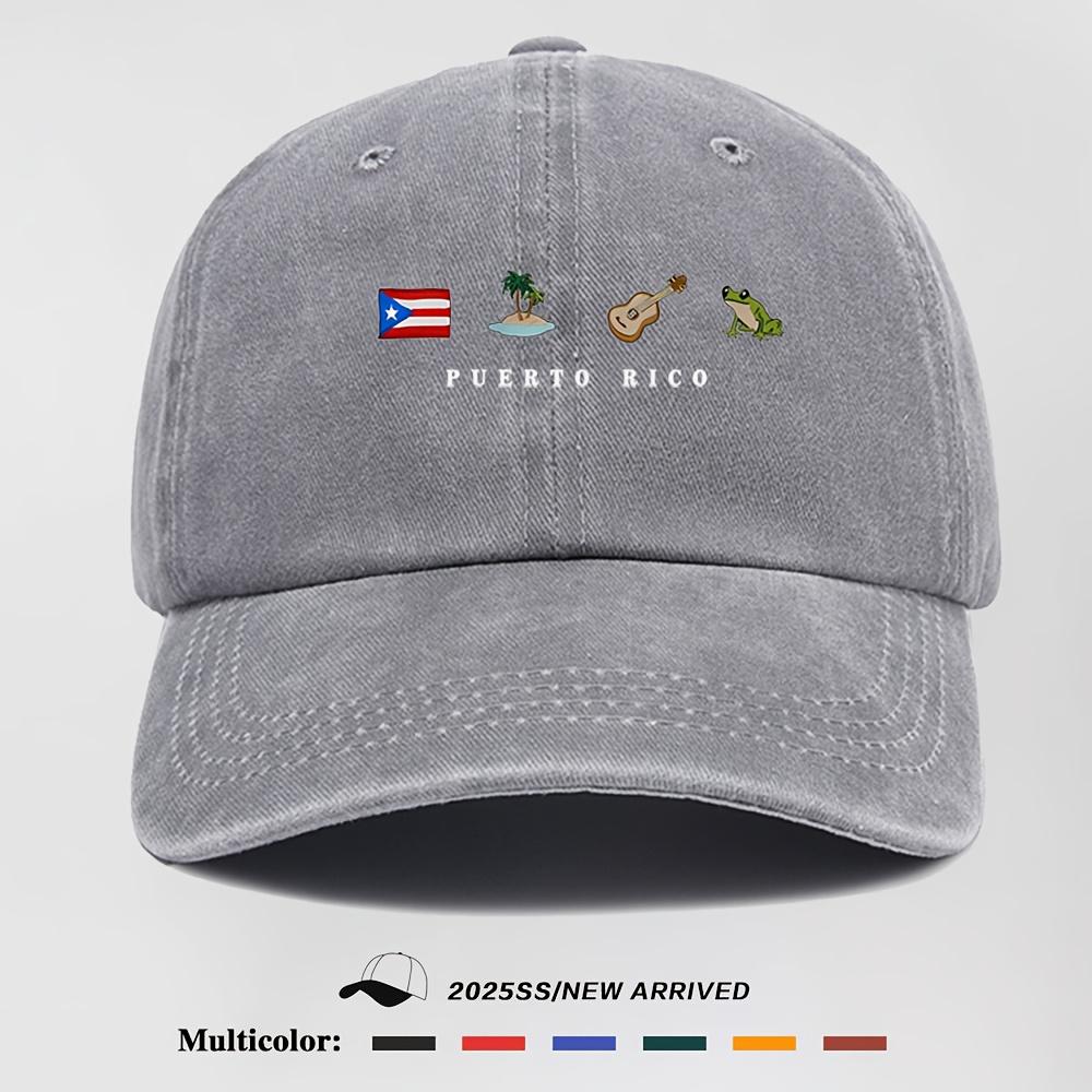 Mens Baseball Cap Puerto Rico Flag Tropical Guitar  Frog Graphic Lightweight Snapback Adjustable HatFor Any Season