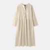 Women's Elegant Solid Cotton Robe Femme Maxi Dress Casual Long Sleeve Shirt Dresses Oversized