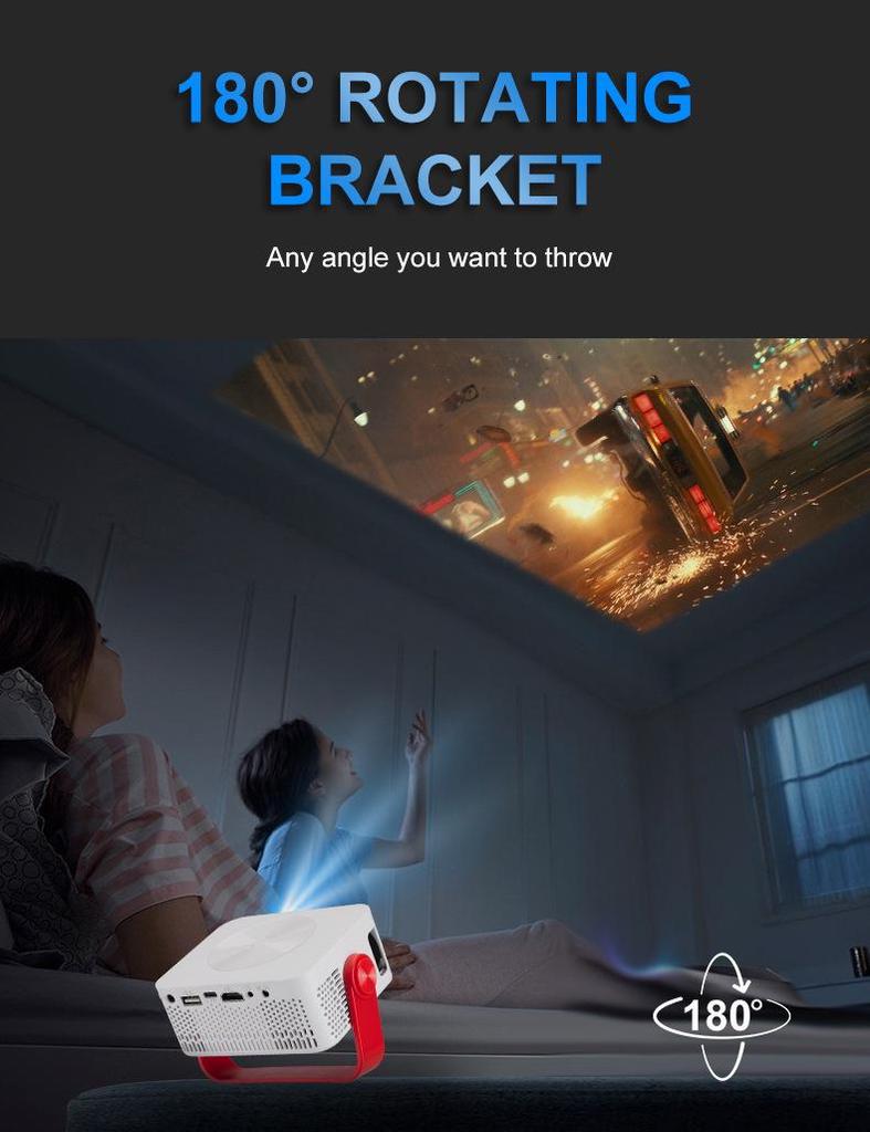 M60 Portable 1080P HD Projector with WiFi and Screen Mirroring, Lightweight for Home Use