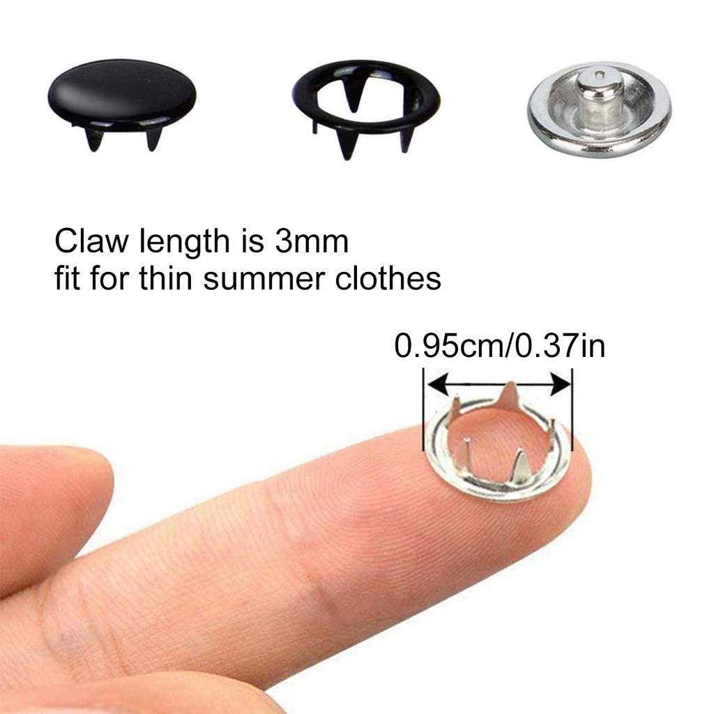 100 Sets 10 Colors Snap Fasteners Kit Metal Hollow and Solid Five Claw Buckle Set with Hand Pressure Pliers Tool DIY Sewing