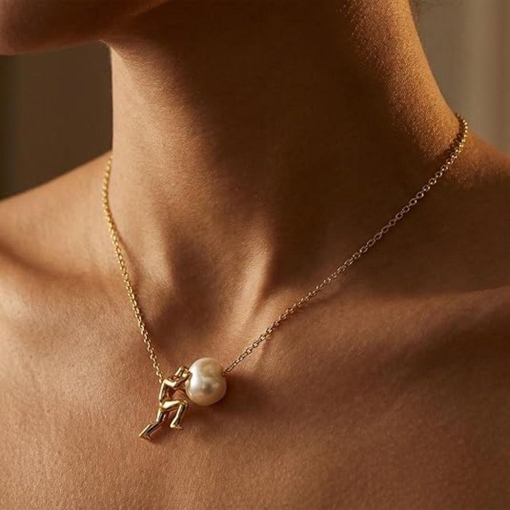 Perseverance Symbol Pendant Necklace Man Pushing Stone Jewelry Accessories Sisyphus Necklace