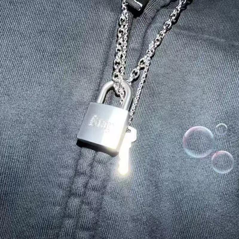 Fashionable Creative Metal Lock Necklace Same As Huang Xuanchen'S Style Punk Necklace Men Women Jewelry Fans Gifts