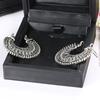 Special For Carved Hollow Alloy Earrings, Open Fan Earrings, Retro Ethnic Style Personalized Earrings