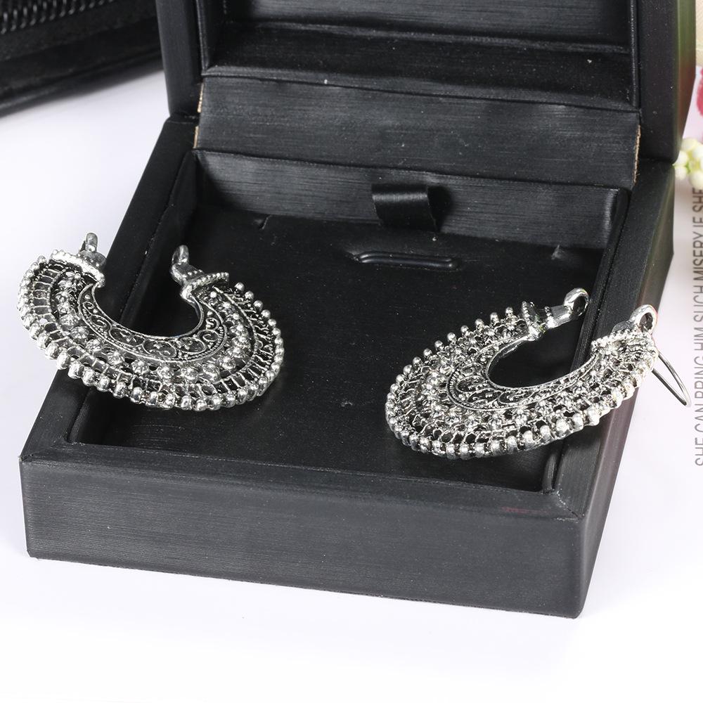 Special For Carved Hollow Alloy Earrings, Open Fan Earrings, Retro Ethnic Style Personalized Earrings
