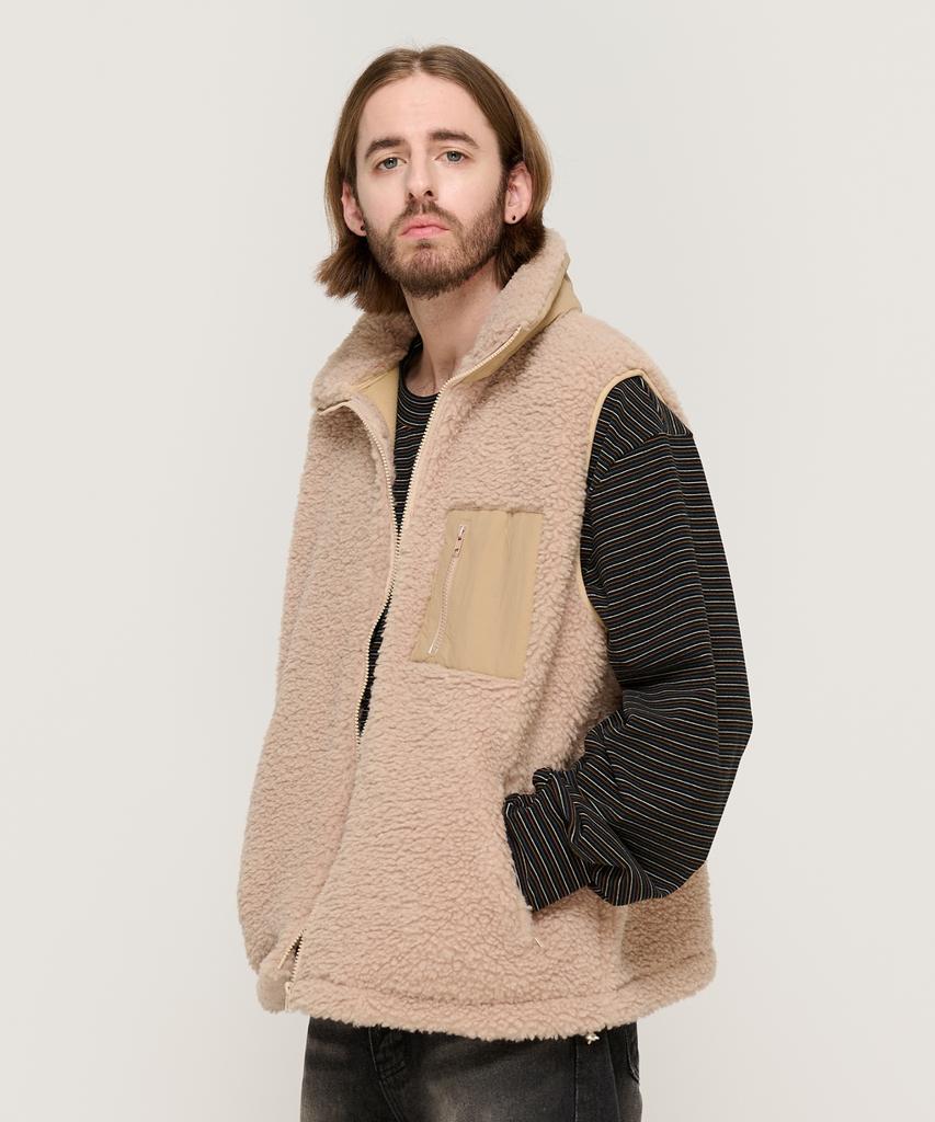 Cargobros Fleece Pocket Vest (Beige)