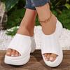 Plus Size Shoes for Women 34-42 White Black Mesh Breathable Slip On Platform Wedges Comfortable Non-slip Sandals Women Footwear