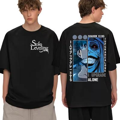Anime Solo Leveling Baumwoll-T-Shirt Sung Jin-woo Print Herren Damen Kleidung Solo Leveling Anime Manga Streetstyle Harajuku Männliches Oberteil