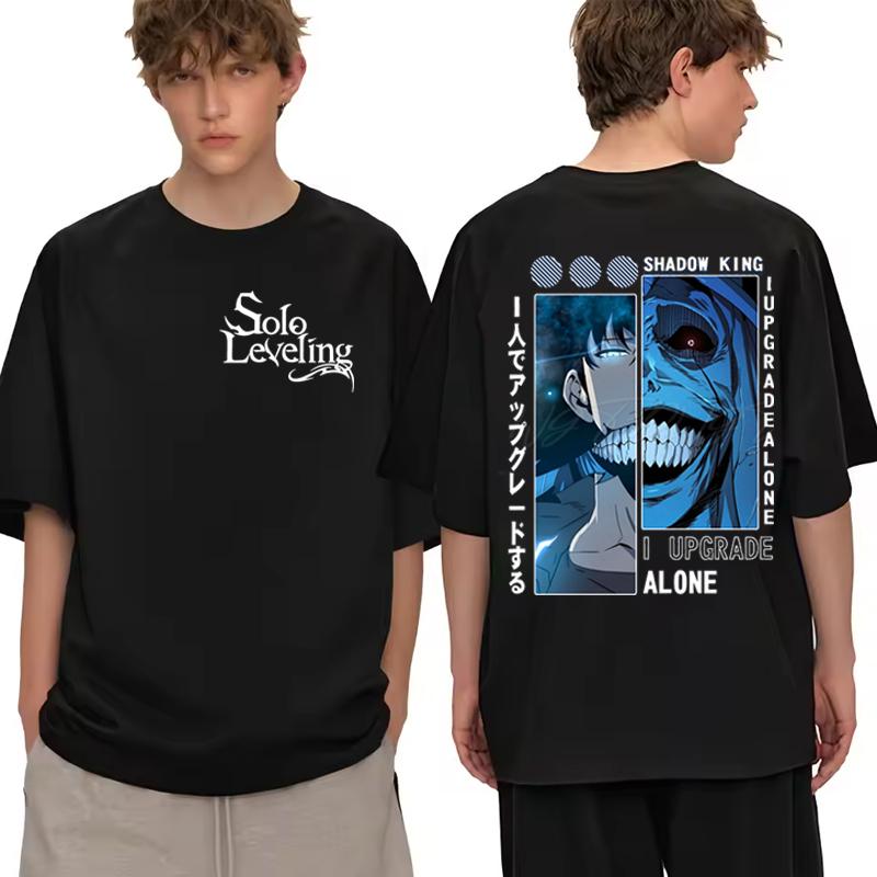Anime Solo Leveling Cotton T-shirt Sung Jin-woo Print Men Women Clothes Solo Leveling Anime Manga Street Style Harajuku Male Top