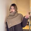 Winter Pullover Split Shawl Sweater for Women Knit Solid Color Turtleneck Scarf Casual Wear Cape Windproof Shoulder Wrap