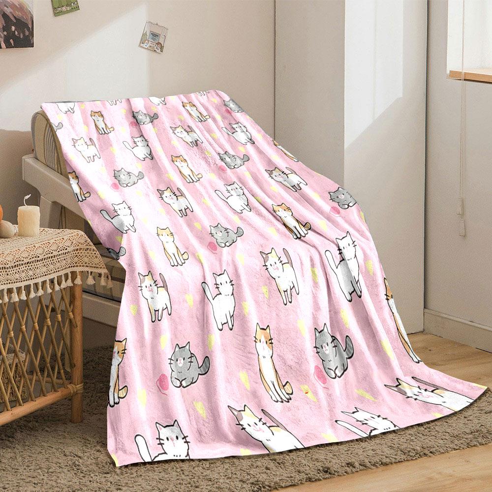 Cute Cats and Hearts Pattern print blanket soft and cozy perfect for the living room bed sofa or a nap,gift