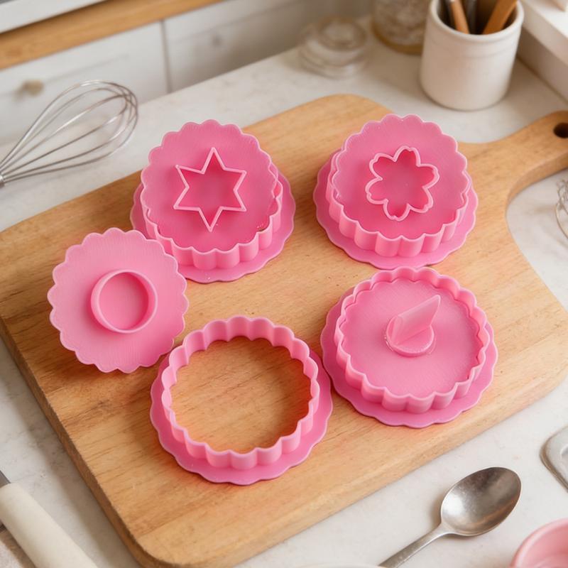 Retro Round Sandwich Cookie Mold Set Heart & Dot Edge Biscuit Cutters For Jam, Chocolate & Cheese Cookies Valentine'S Day
