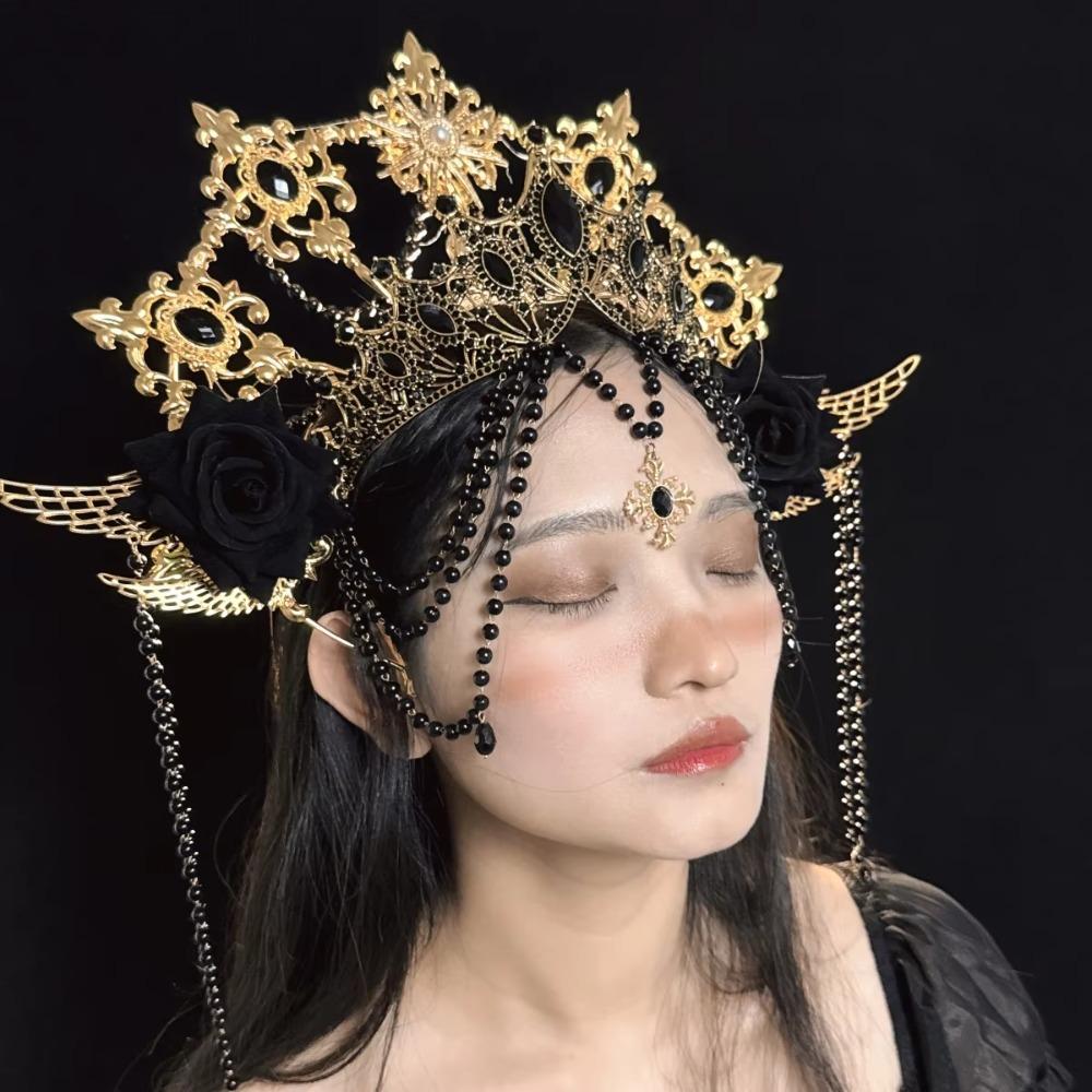 Luxury Gothic Crowns Headpiece Stage Performance Goddess Halo Headwear  Dress Accessories