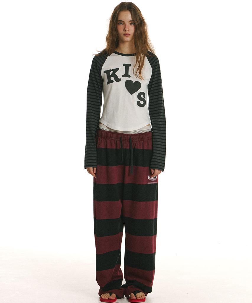Kimseupeulesikoteunmakes Bold Stripe Sweatpants Red