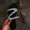 20 summer new wish large size flat bottom set toe girl cool slippers simple rhinestone outer slippers