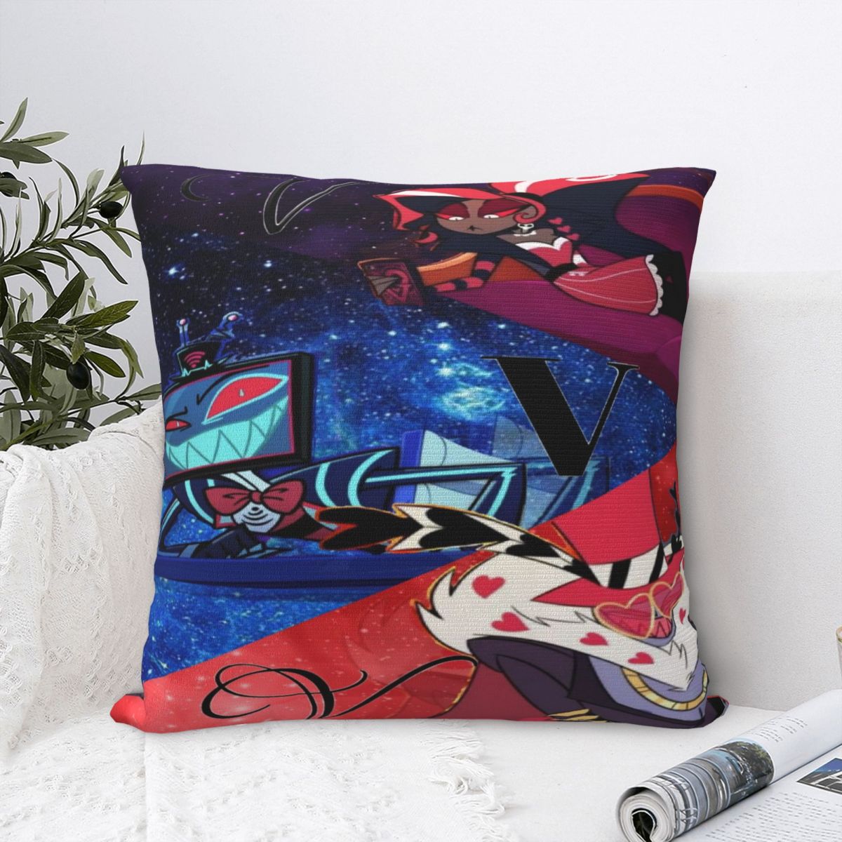 Green Harvest Unisex Y2k Home Hazbines Hoteles Alastor Vox 2Decoration Pillowcases Stuff Pillow Covers Square Multi Size