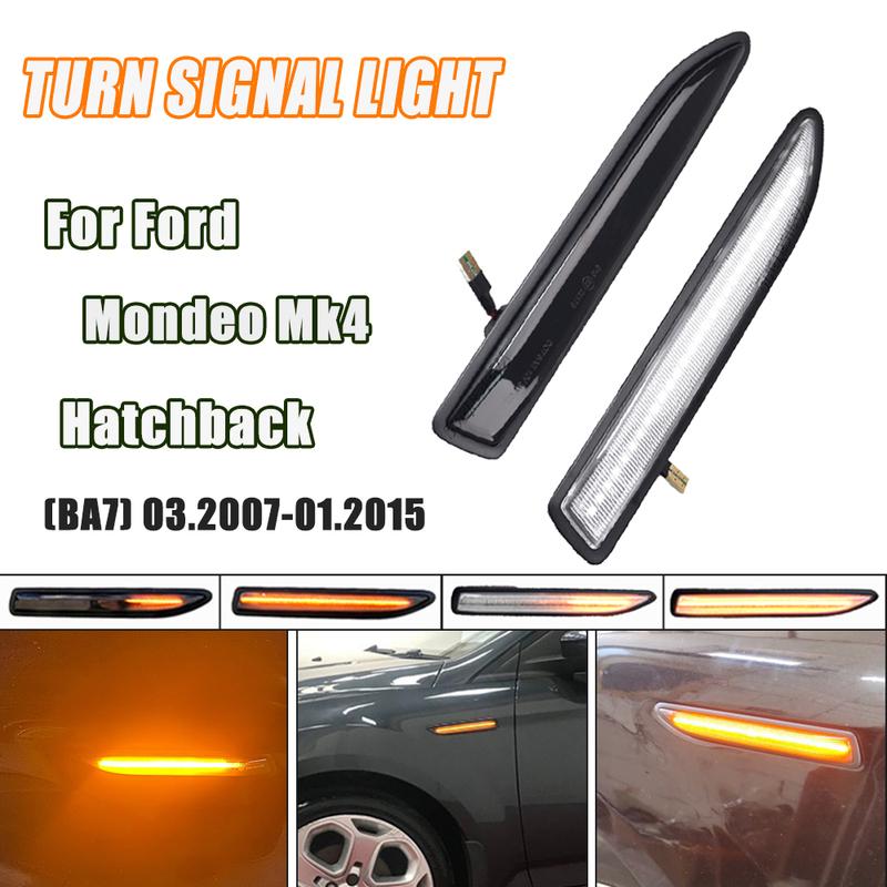2Pcs LED Dynamic Side Marker Turn Signal Light Sequential Blinker Lamps For Ford Mondeo 4 Mk4 Saloon Estate BA7 2007-2015
