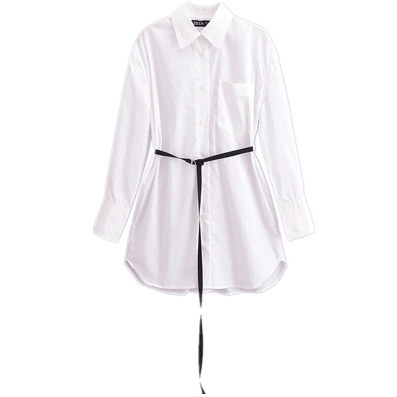 

Fashion Style 2024 Spring New Arrival Women s Clothing Elegant with Belt Windbreaker Fabric Long Shirt 1957006 250 White L